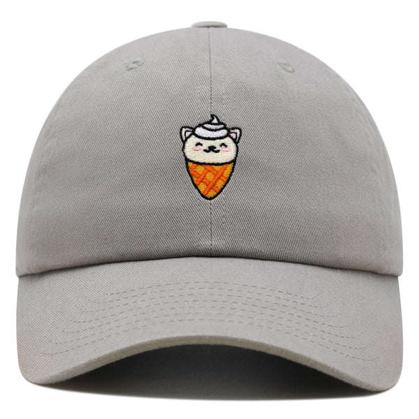 Ice Cream Cat Premium Dad Hat Embroidered Baseball Cap Ice Cream Foodie