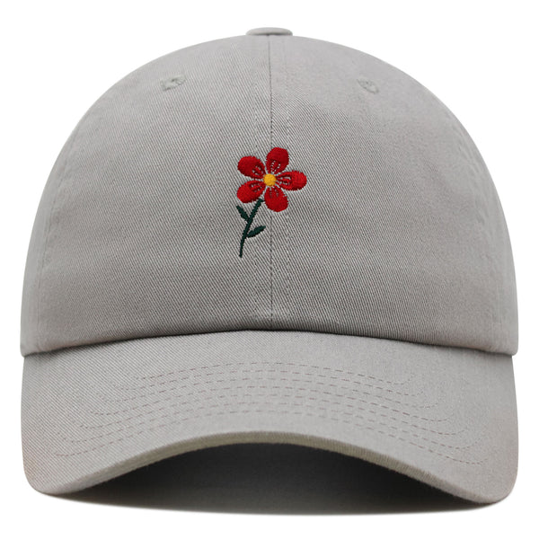 Red Flower Premium Dad Hat Embroidered Baseball Cap Floral