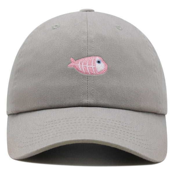 Fishbone Premium Dad Hat Embroidered Baseball Cap Pink Bone