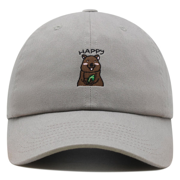 Happy Quokka Premium Dad Hat Embroidered Baseball Cap Cute Animal