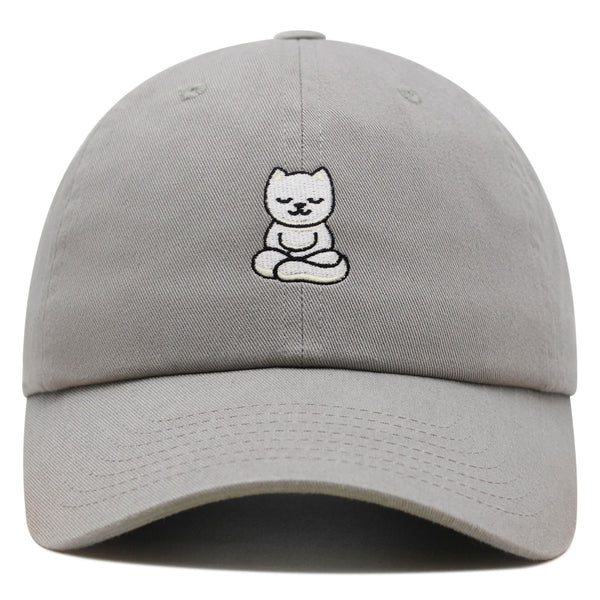 Meditating Cat Premium Dad Hat Embroidered Baseball Cap Yoga Statue