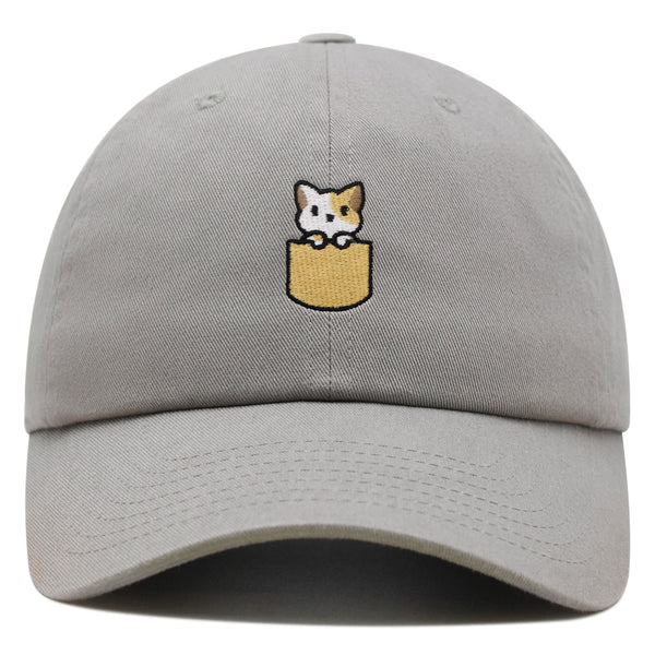 Pocket Cat Premium Dad Hat Embroidered Baseball Cap Shirt Pocket