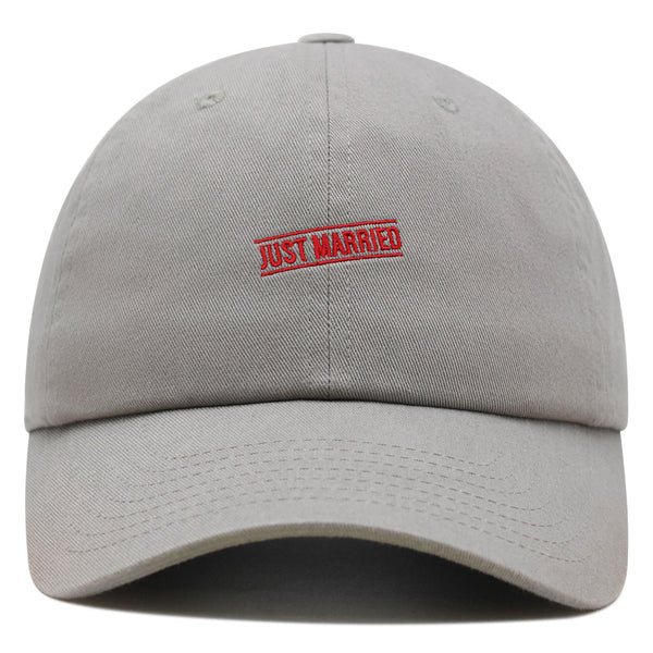 Just Married Premium Dad Hat Embroidered Baseball Cap Stamp