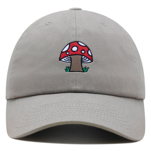 Mushrooms Premium Dad Hat Embroidered Baseball Cap White Polka Dot