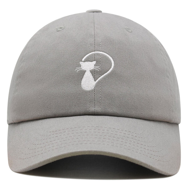 Cat Silhouette Premium Dad Hat Embroidered Cotton Baseball Cap White Kitty