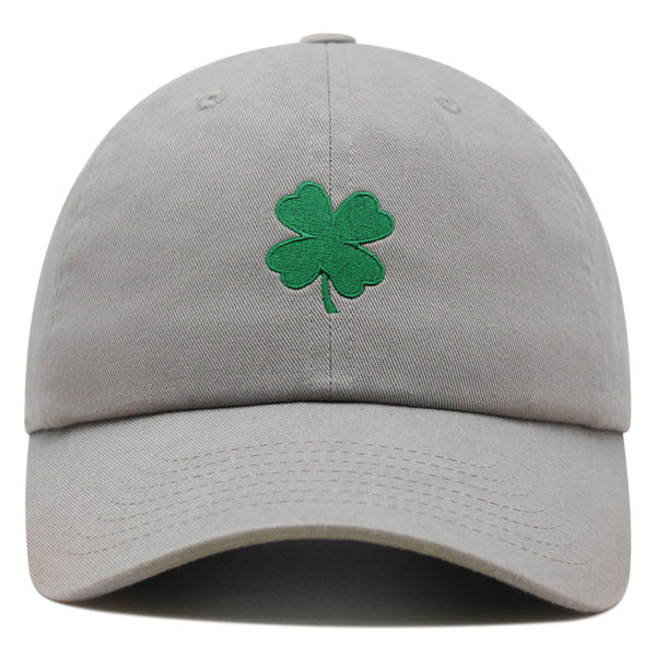 Green Clover Premium Dad Hat Embroidered Cotton Baseball Cap Four Leaf