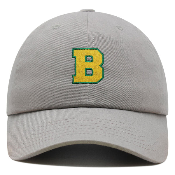 Initial B College Letter Premium Dad Hat Embroidered Cotton Baseball Cap Yellow Alphabet