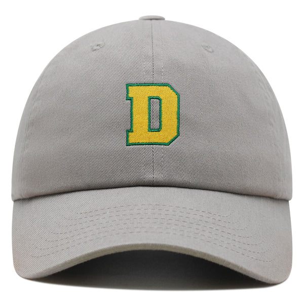 Initial D College Letter Premium Dad Hat Embroidered Cotton Baseball Cap Yellow Alphabet