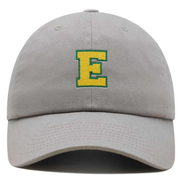 Initial E College Letter Premium Dad Hat Embroidered Cotton Baseball Cap Yellow Alphabet