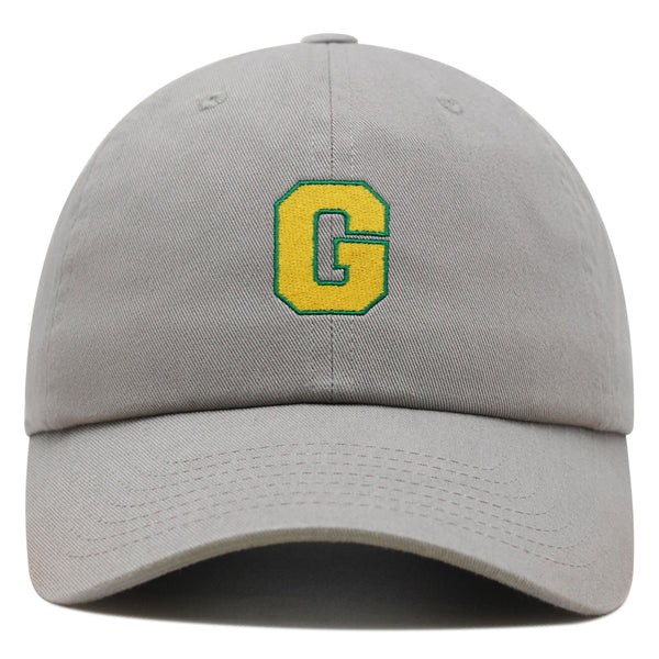 Initial G College Letter Premium Dad Hat Embroidered Cotton Baseball Cap Yellow Alphabet