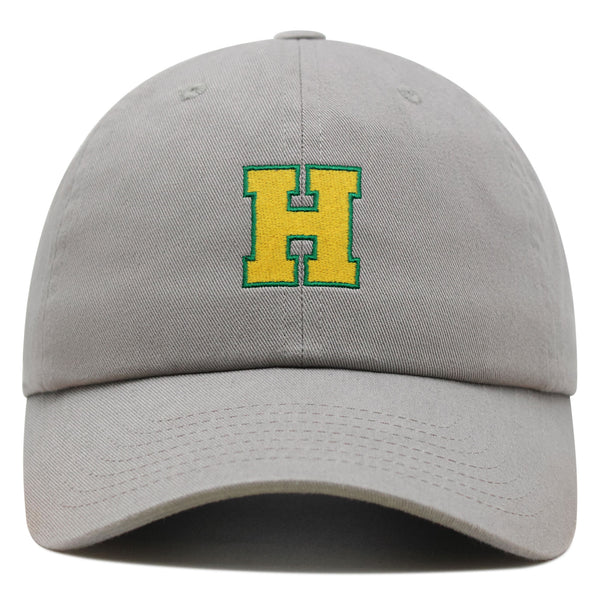 Initial H College Letter Premium Dad Hat Embroidered Cotton Baseball Cap Yellow Alphabet