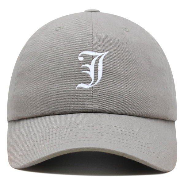 Old English Letter J Premium Dad Hat Embroidered Cotton Baseball Cap English Alphabet