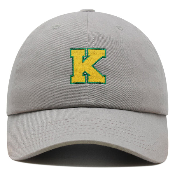 Initial K College Letter Premium Dad Hat Embroidered Cotton Baseball Cap Yellow Alphabet