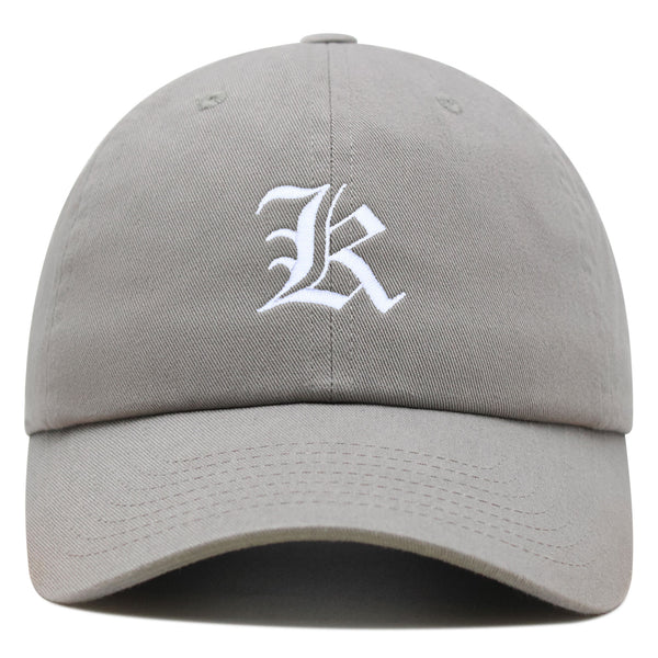 Old English Letter K Premium Dad Hat Embroidered Cotton Baseball Cap English Alphabet