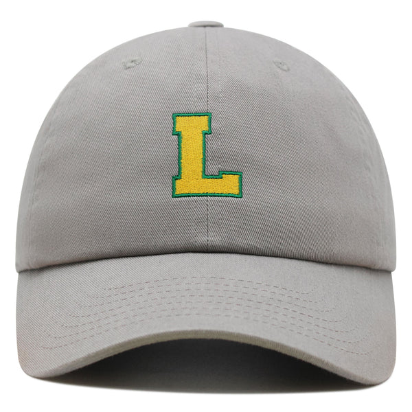 Initial L College Letter Premium Dad Hat Embroidered Cotton Baseball Cap Yellow Alphabet