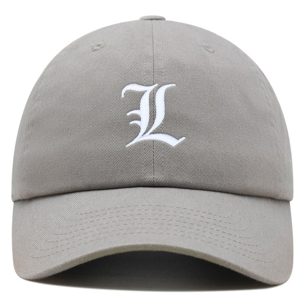 Old English Letter L Premium Dad Hat Embroidered Cotton Baseball Cap English Alphabet