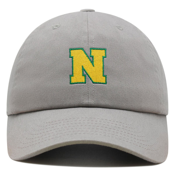 Initial N College Letter Premium Dad Hat Embroidered Cotton Baseball Cap Yellow Alphabet