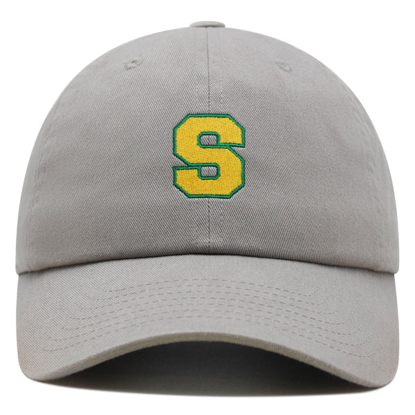 Initial S College Letter Premium Dad Hat Embroidered Cotton Baseball Cap Yellow Alphabet