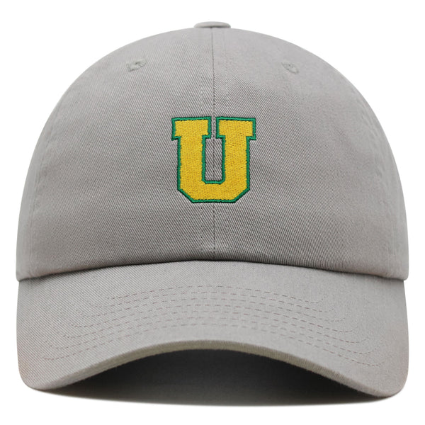 Initial U College Letter Premium Dad Hat Embroidered Cotton Baseball Cap Yellow Alphabet