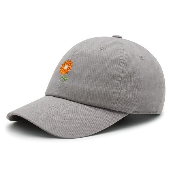 Orange Flower Premium Dad Hat Embroidered Baseball Cap Floral