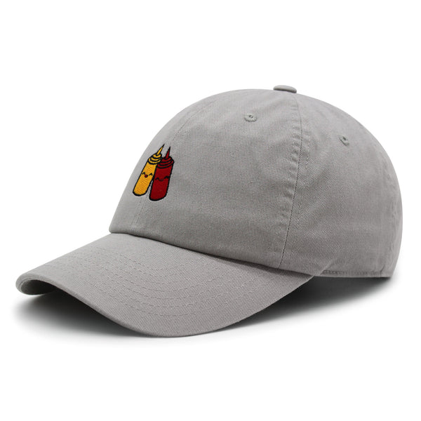 Ketchup and Mustard Premium Dad Hat Embroidered Baseball Cap Foodie Sauces Ketchut Mustard