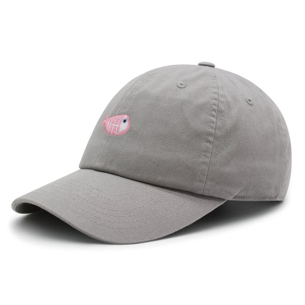 Fishbone Premium Dad Hat Embroidered Baseball Cap Pink Bone