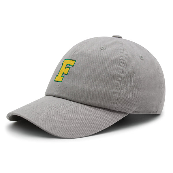 Initial F College Letter Premium Dad Hat Embroidered Cotton Baseball Cap Yellow Alphabet