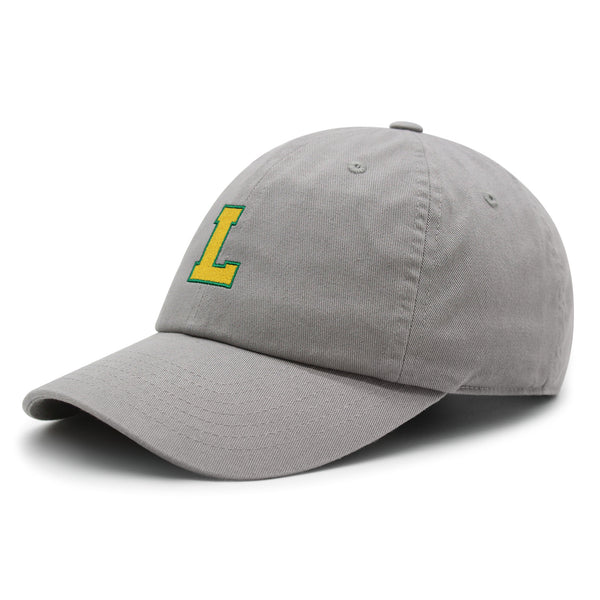 Initial L College Letter Premium Dad Hat Embroidered Cotton Baseball Cap Yellow Alphabet