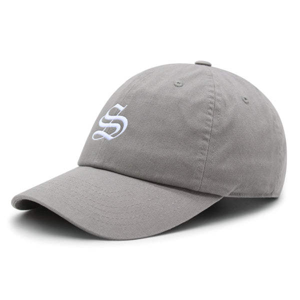 Old English Letter S Premium Dad Hat Embroidered Cotton Baseball Cap English Alphabet