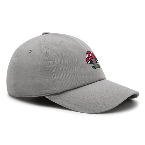 Mushrooms Premium Dad Hat Embroidered Baseball Cap White Polka Dot