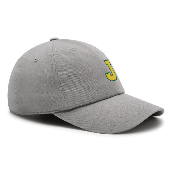 Initial J College Letter Premium Dad Hat Embroidered Cotton Baseball Cap Yellow Alphabet