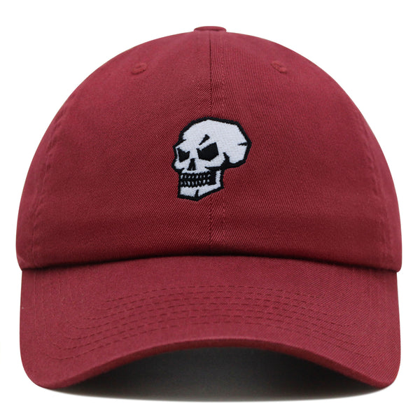 Skull Side View Premium Dad Hat Embroidered Baseball Cap Grunge