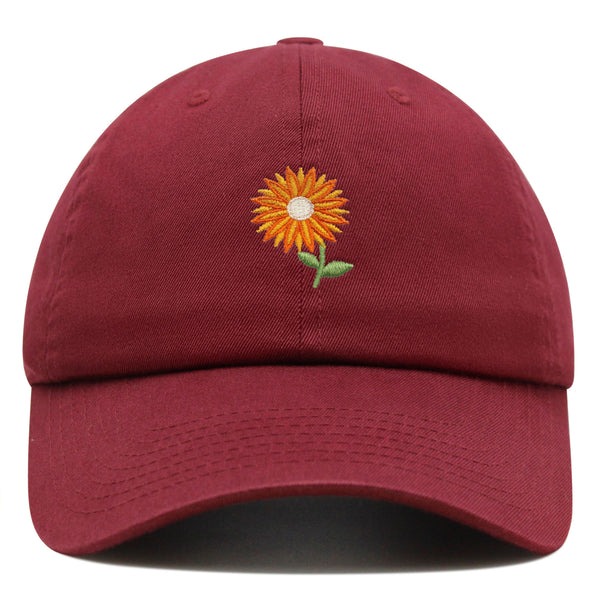 Orange Flower Premium Dad Hat Embroidered Baseball Cap Floral