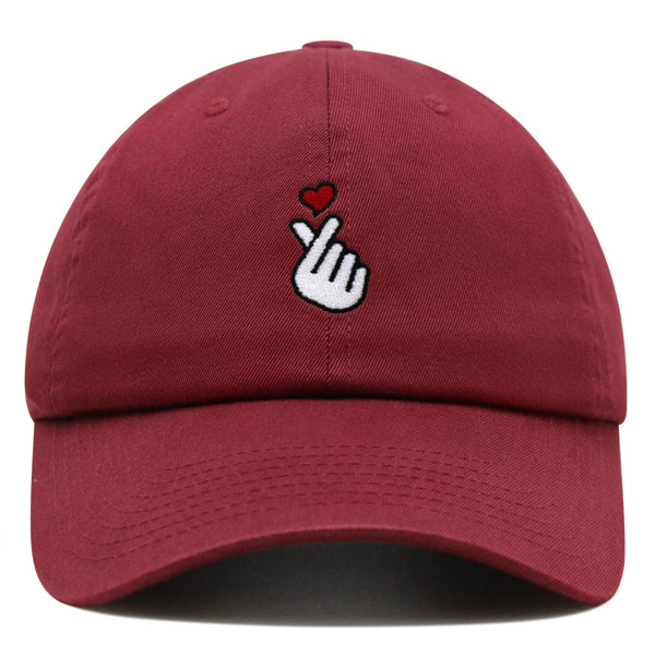 Korean Heart Finger Premium Dad Hat Embroidered Baseball Cap Korea Sign