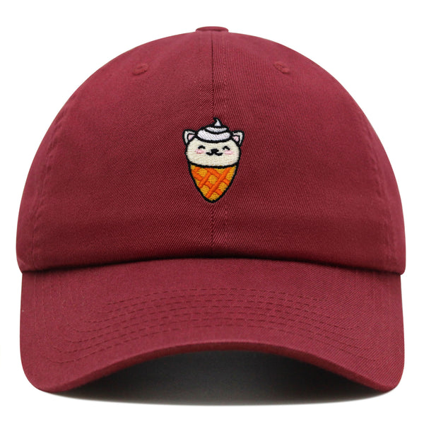 Ice Cream Cat Premium Dad Hat Embroidered Baseball Cap Ice Cream Foodie