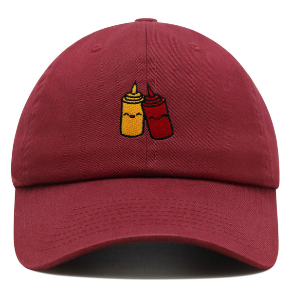 Ketchup and Mustard Premium Dad Hat Embroidered Baseball Cap Foodie Sauces Ketchut Mustard