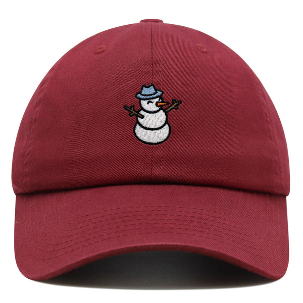 Snowman Premium Dad Hat Embroidered Baseball Cap Winter Snow