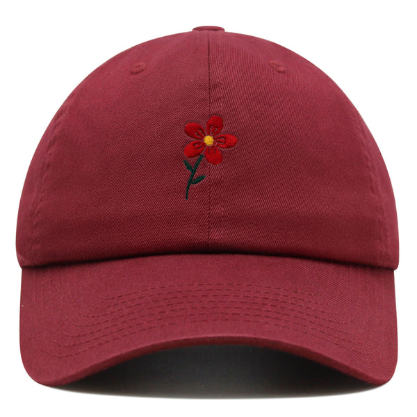 Red Flower Premium Dad Hat Embroidered Baseball Cap Floral