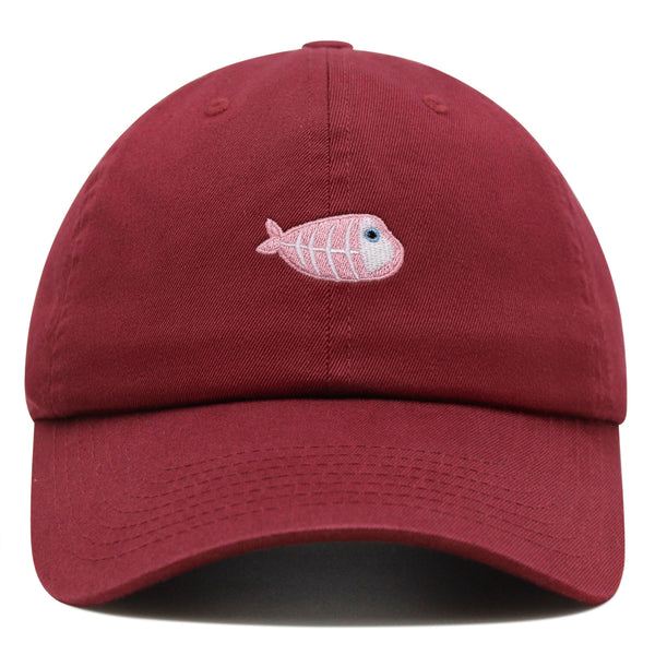 Fishbone Premium Dad Hat Embroidered Baseball Cap Pink Bone