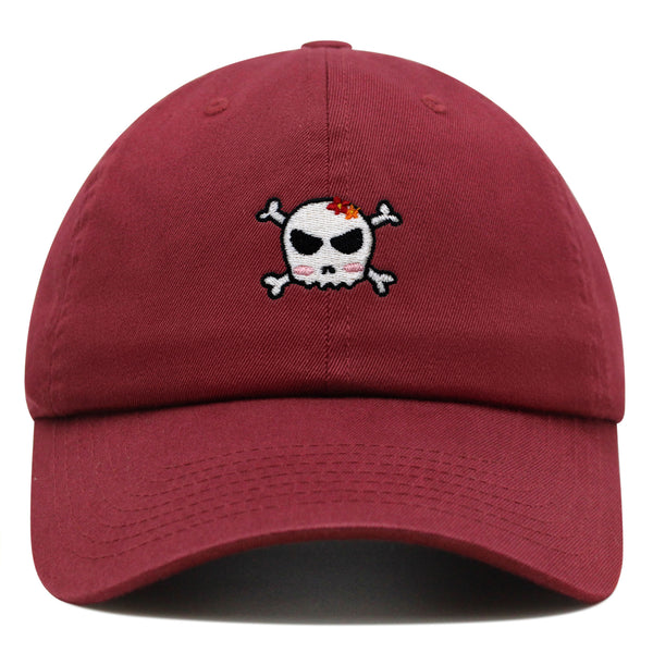 Skull Premium Dad Hat Embroidered Baseball Cap Ribbon Girly