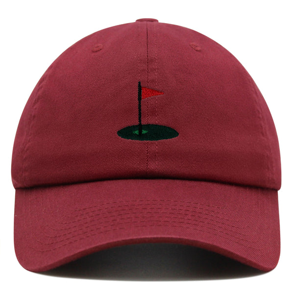 Golf Cup Premium Dad Hat Embroidered Baseball Cap Golf Ball Hole Flagstick Pin