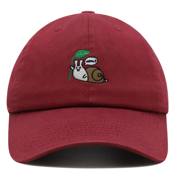 Hello Snail Premium Dad Hat Embroidered Baseball Cap Cute Character