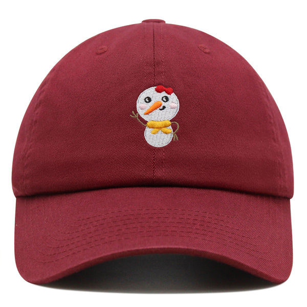 Snowman Premium Dad Hat Embroidered Baseball Cap Winter Snow