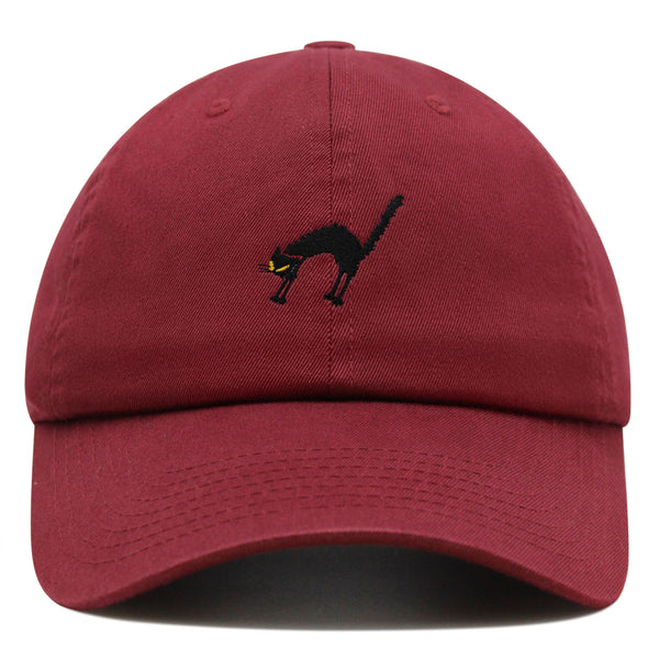 Scared Cat Premium Dad Hat Embroidered Baseball Cap Black Cat