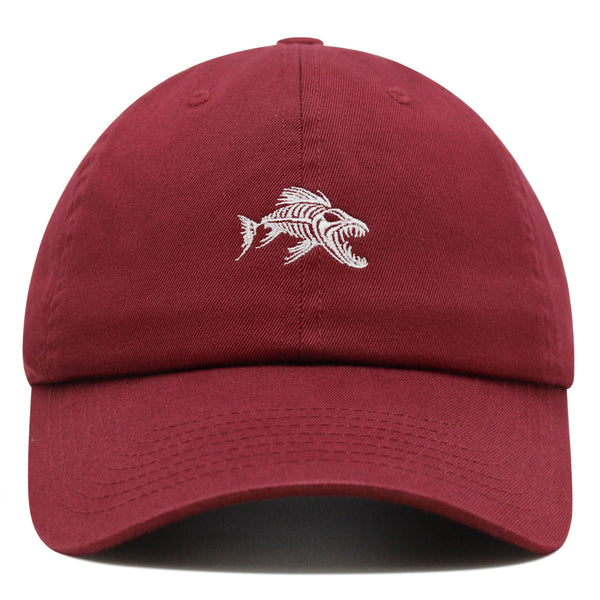 Fish Skeleton Premium Dad Hat Embroidered Baseball Cap Fish Bone