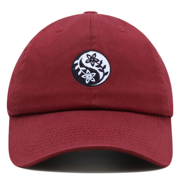 Flower Ying Yang Premium Dad Hat Embroidered Cotton Baseball Cap Symbol