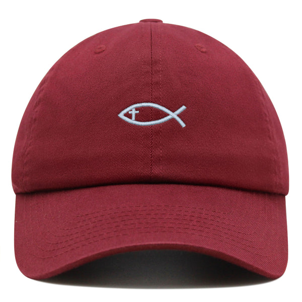Jesus Fish Symbol Premium Dad Hat Embroidered Cotton Baseball Cap Symbol of Christianity