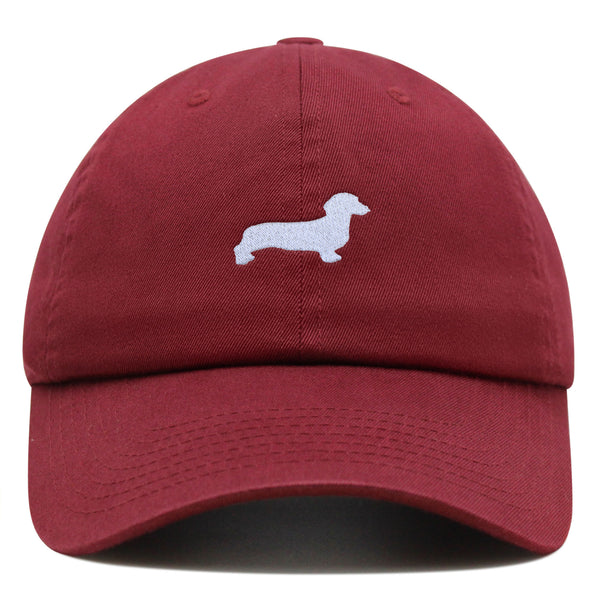 Dachshund Silhouette Premium Dad Hat Embroidered Cotton Baseball Cap Outline