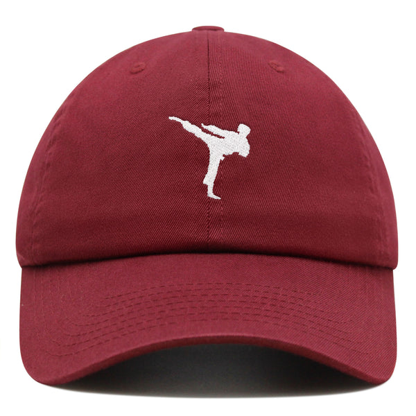 Martial Art Silhouette Premium Dad Hat Embroidered Cotton Baseball Cap Tae Kwon Do