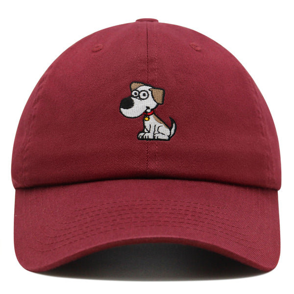 Dog with Red Collar Premium Dad Hat Embroidered Cotton Baseball Cap Cartoon Puppy